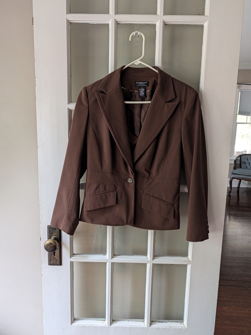 Worthington Works Jacket Blazer Brown Women Size 6 Business Church Wear Stretch